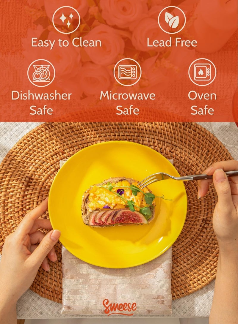 Sweese 7.8 Inch Porcelain Dessert Plates Set of 6 - Dishwasher, Microwave, Oven Safe, Chip-Resistant - Rainbow Palette - Image 3